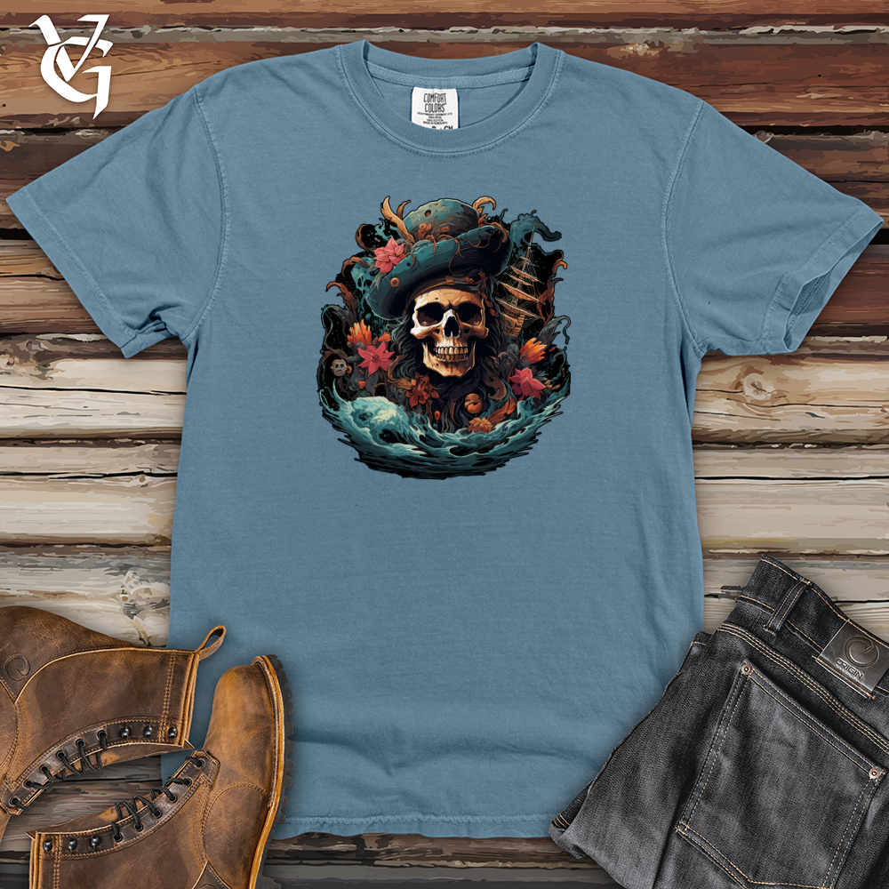 Viking Goods Dreadful Shipwreck Skull Heavy Cotton Comfort Colors Tee Blue Jean / L