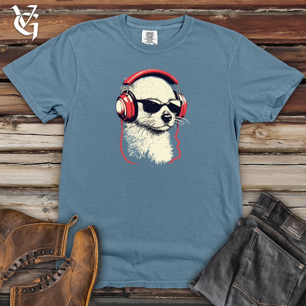Viking Goods Ferret Headphone Harmony Heavy Cotton Comfort Colors Tee Blue Jean / L