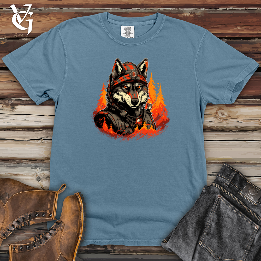 Viking Goods Firefighter Wolf Bravery Heavy Cotton Comfort Colors Tee Blue Jean / L