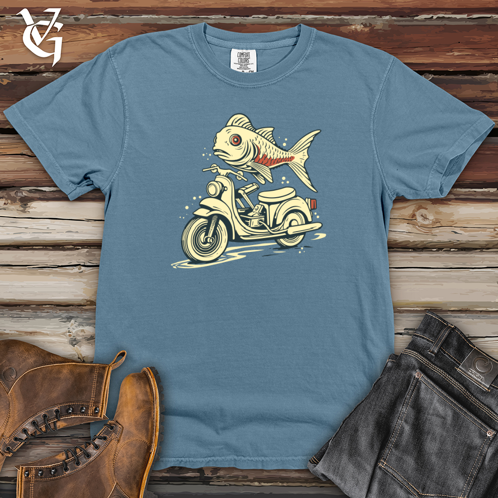 Viking Goods Fish Scooter Escape Heavy Cotton Comfort Colors Tee Blue Jean / L