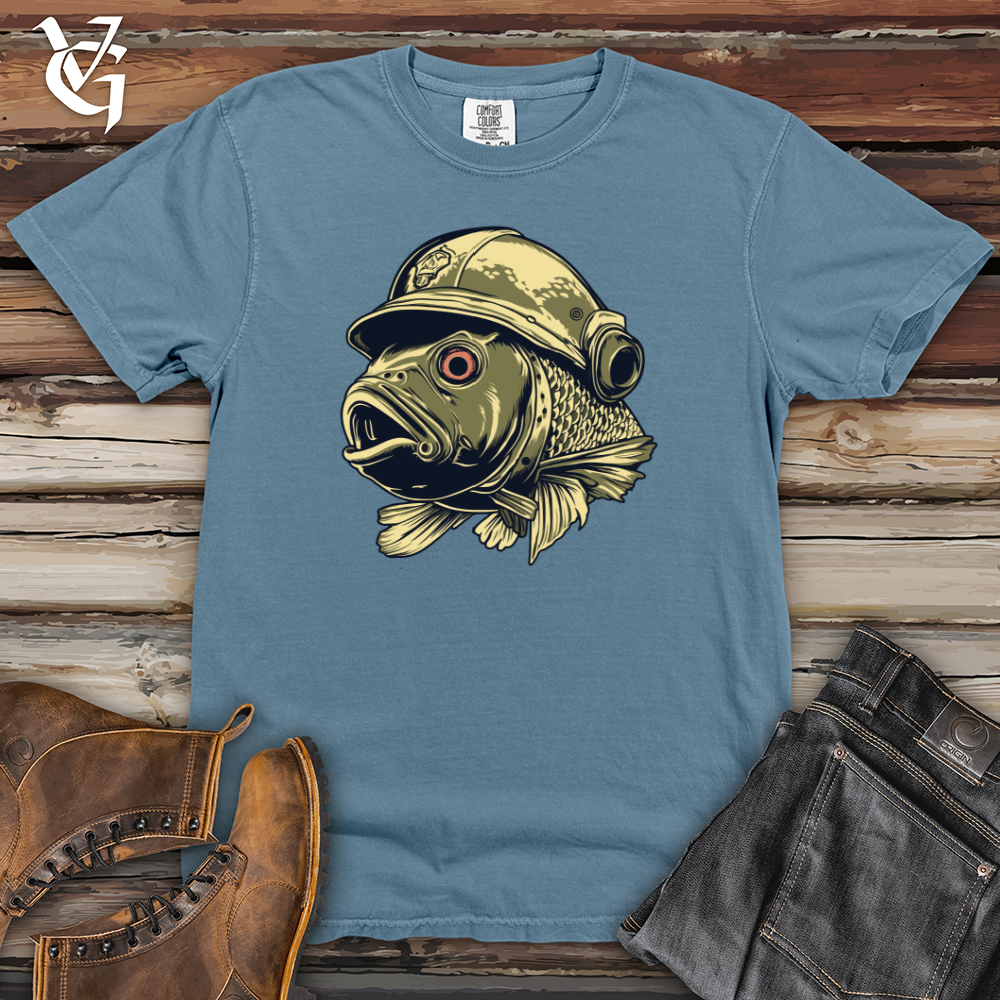 Viking Goods Fish Trooper Helmeted Brigade Heavy Cotton Comfort Colors Tee Blue Jean / L