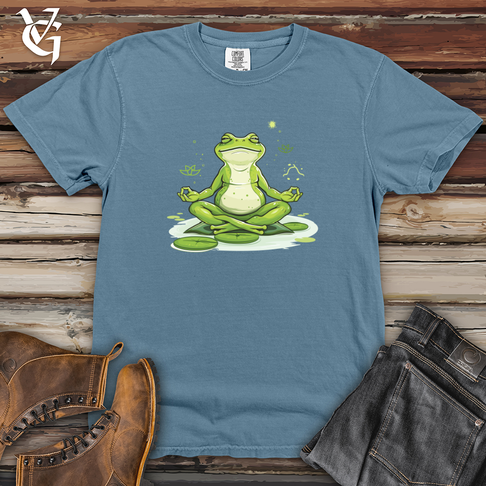 Viking Goods Frog Peaceful Lotus Heavy Cotton Comfort Colors Tee Blue Jean / L