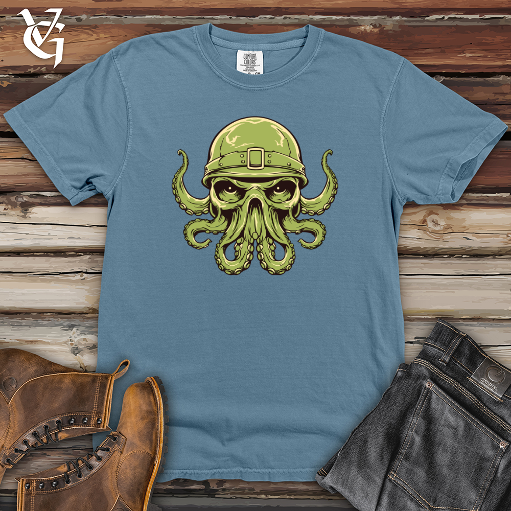 Viking Goods Helmeted Octopus Army Prowess Heavy Cotton Comfort Colors Tee Blue Jean / L