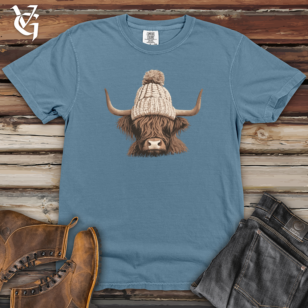 Viking Goods Highland Cattle Cozy Heavy Cotton Comfort Colors Tee Blue Jean / L