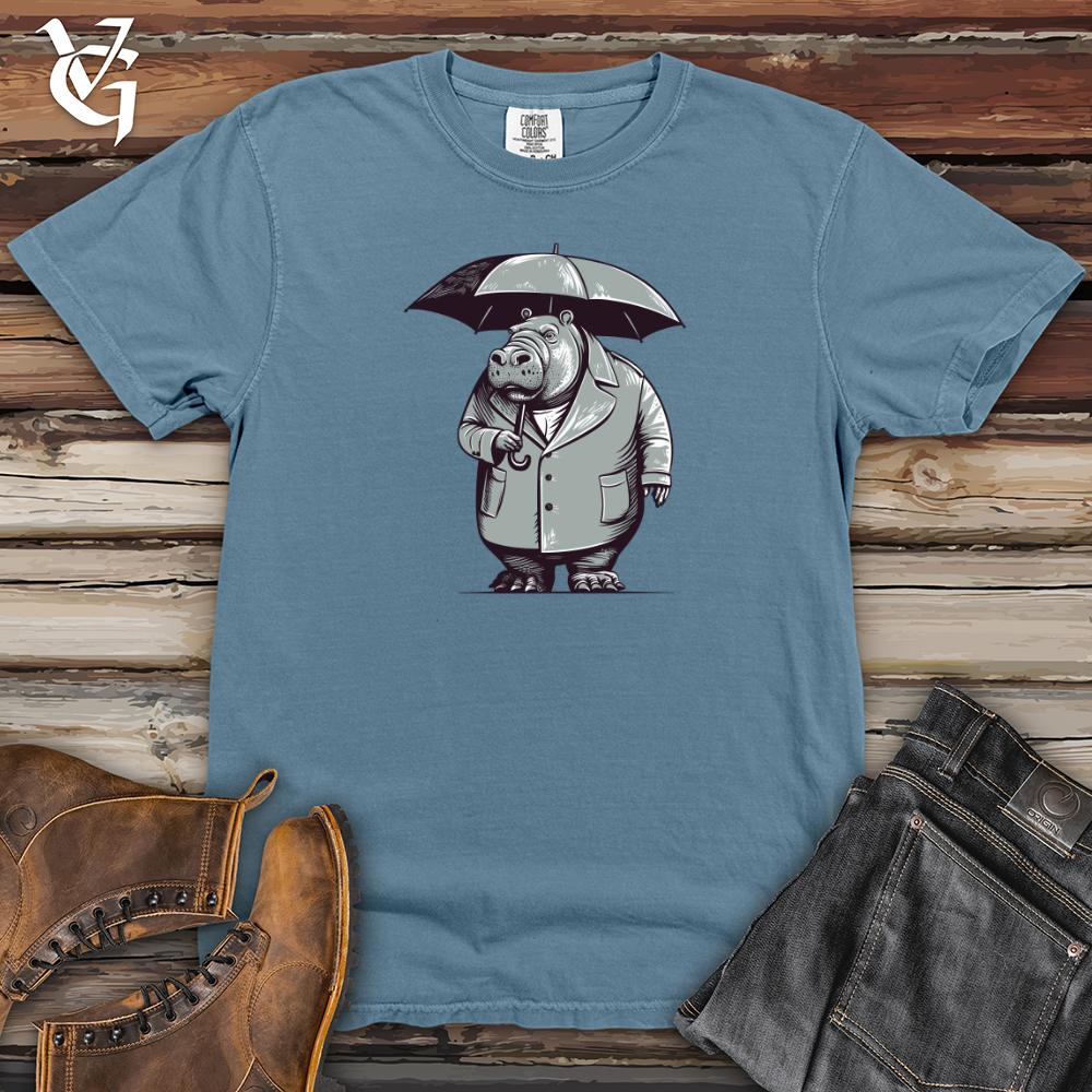 Viking Goods Hippopotamus River Drizzle Umbrella Haven Heavy Cotton Comfort Colors Tee Blue Jean / L