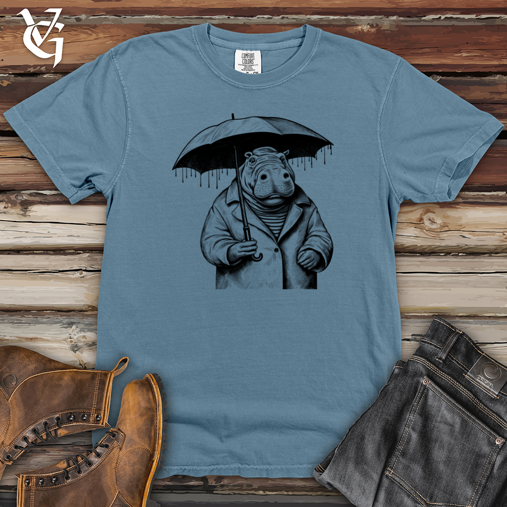 Viking Goods Hippopotamus River Rumble Rainy Refuge Heavy Cotton Comfort Colors Tee Blue Jean / L