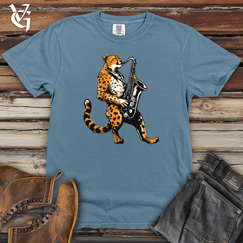 Viking Goods Jazz Cheetah Groove Heavy Cotton Comfort Colors Tee Blue Jean / L
