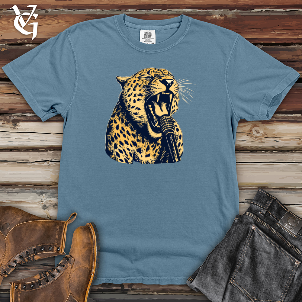 Viking Goods Leopard Rockstar Roar Heavy Cotton Comfort Colors Tee Blue Jean / L