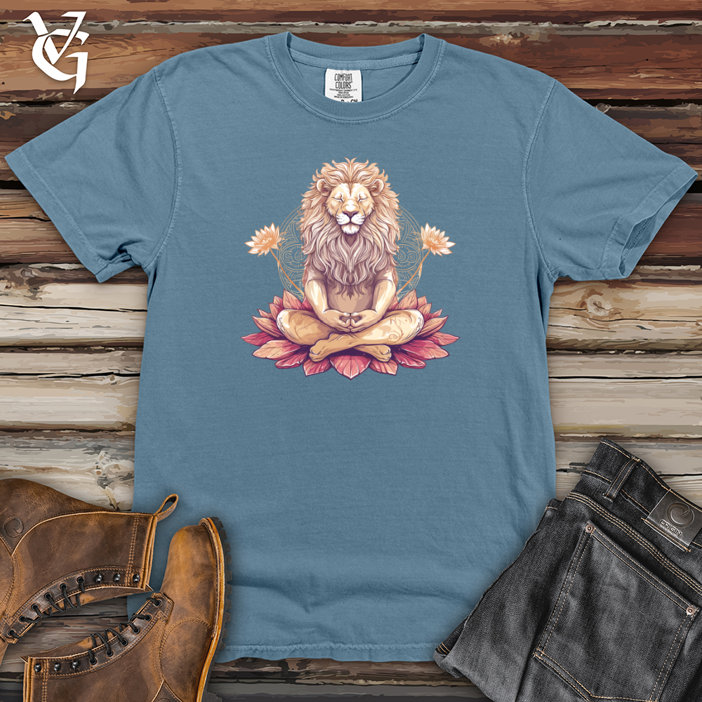 Viking Goods Lion Lotus Serenity Heavy Cotton Comfort Colors Tee Blue Jean / L