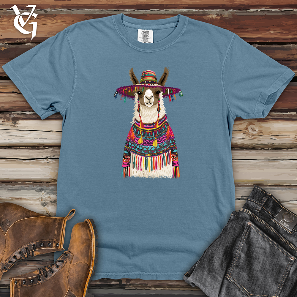 Viking Goods Llama Fiesta Attire Heavy Cotton Comfort Colors Tee Blue Jean / L