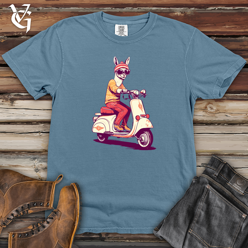 Viking Goods Llama Scooter Cruise Heavy Cotton Comfort Colors Tee Blue Jean / L