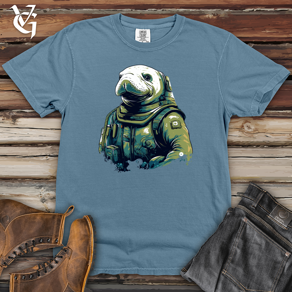 Viking Goods Manatee Astronaut Adventure Heavy Cotton Comfort Colors Tee Blue Jean / L