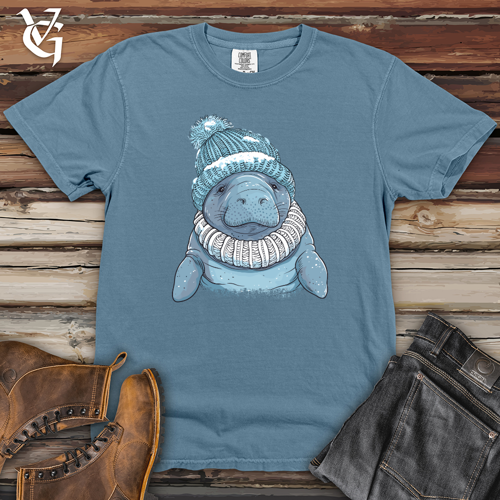 Viking Goods Manatee Winter Warmth Heavy Cotton Comfort Colors Tee Blue Jean / L