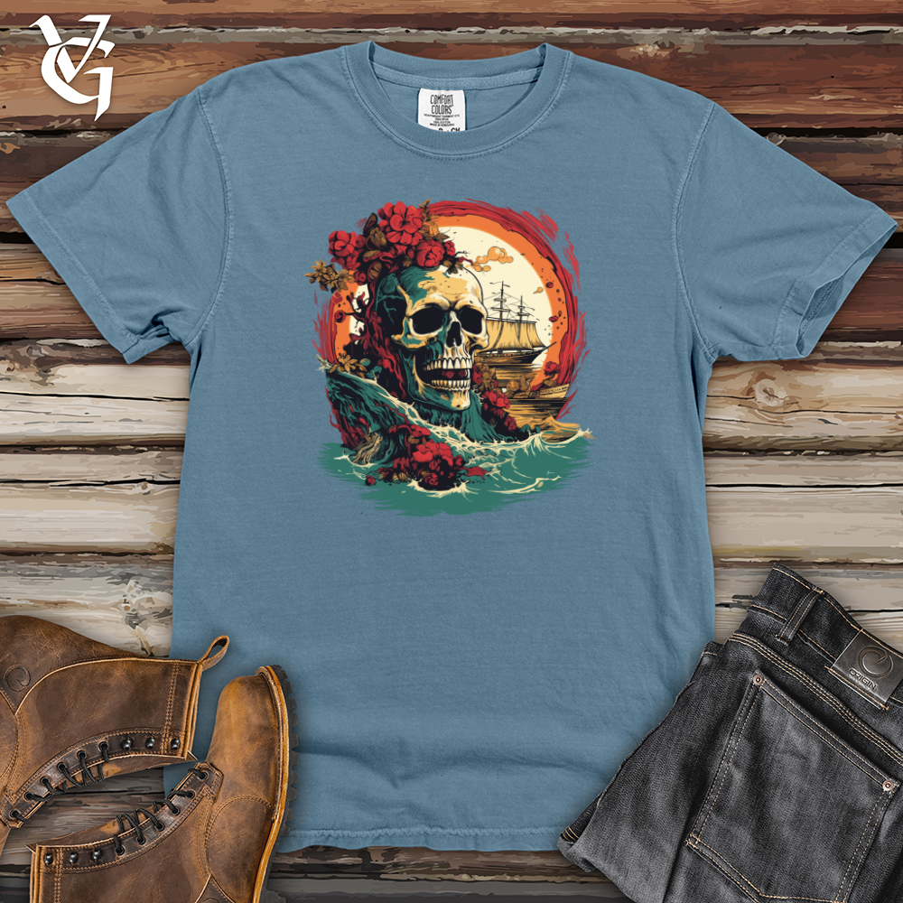 Viking Goods Marauders Skull Expedition Heavy Cotton Comfort Colors Tee Blue Jean / L