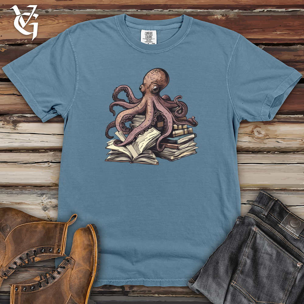 Viking Goods Octopus Book Wisdom Heavy Cotton Comfort Colors Tee Blue Jean / L