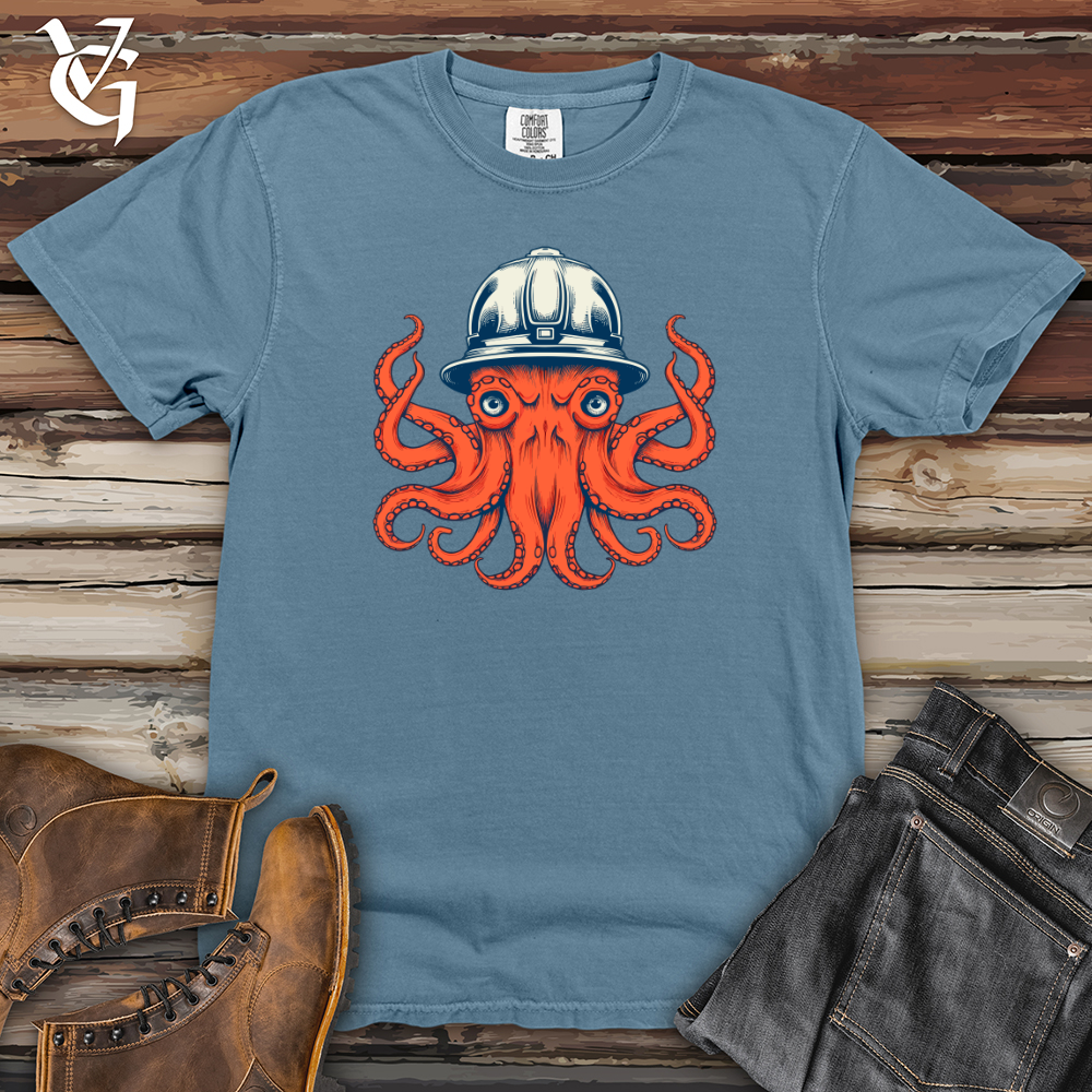 Viking Goods Octopus Firefighter's Brigade Cap Heavy Cotton Comfort Colors Tee Blue Jean / L