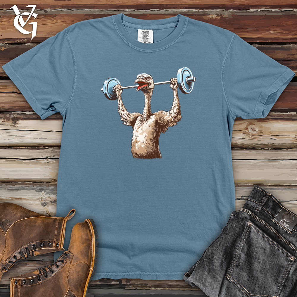Viking Goods Ostrich Powerlifting Champ Heavy Cotton Comfort Colors Tee Blue Jean / L