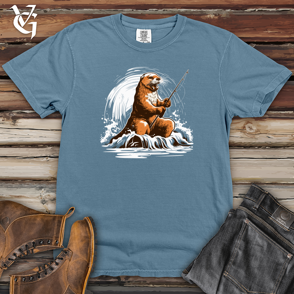 Viking Goods Otter Fishing Adventure Heavy Cotton Comfort Colors Tee Blue Jean / L