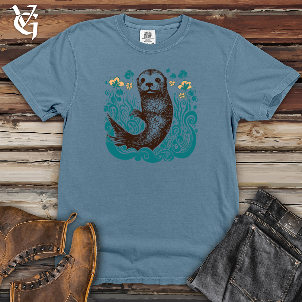 Viking Goods Otter Mermaid Heavy Cotton Comfort Colors Tee Blue Jean / L