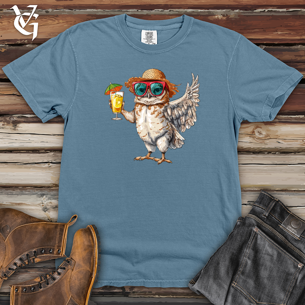 Viking Goods Owl Beach Vacation Heavy Cotton Comfort Colors Tee Blue Jean / L