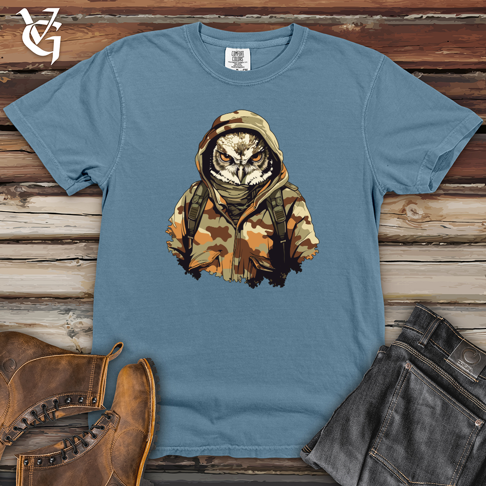 Viking Goods Owl Camo Army Night Watch Heavy Cotton Comfort Colors Tee Blue Jean / L