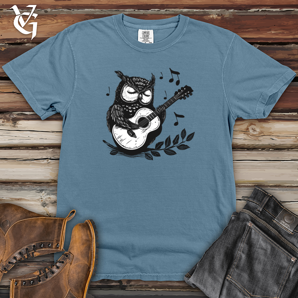 Viking Goods Owl Guitar Serenade Heavy Cotton Comfort Colors Tee Blue Jean / L
