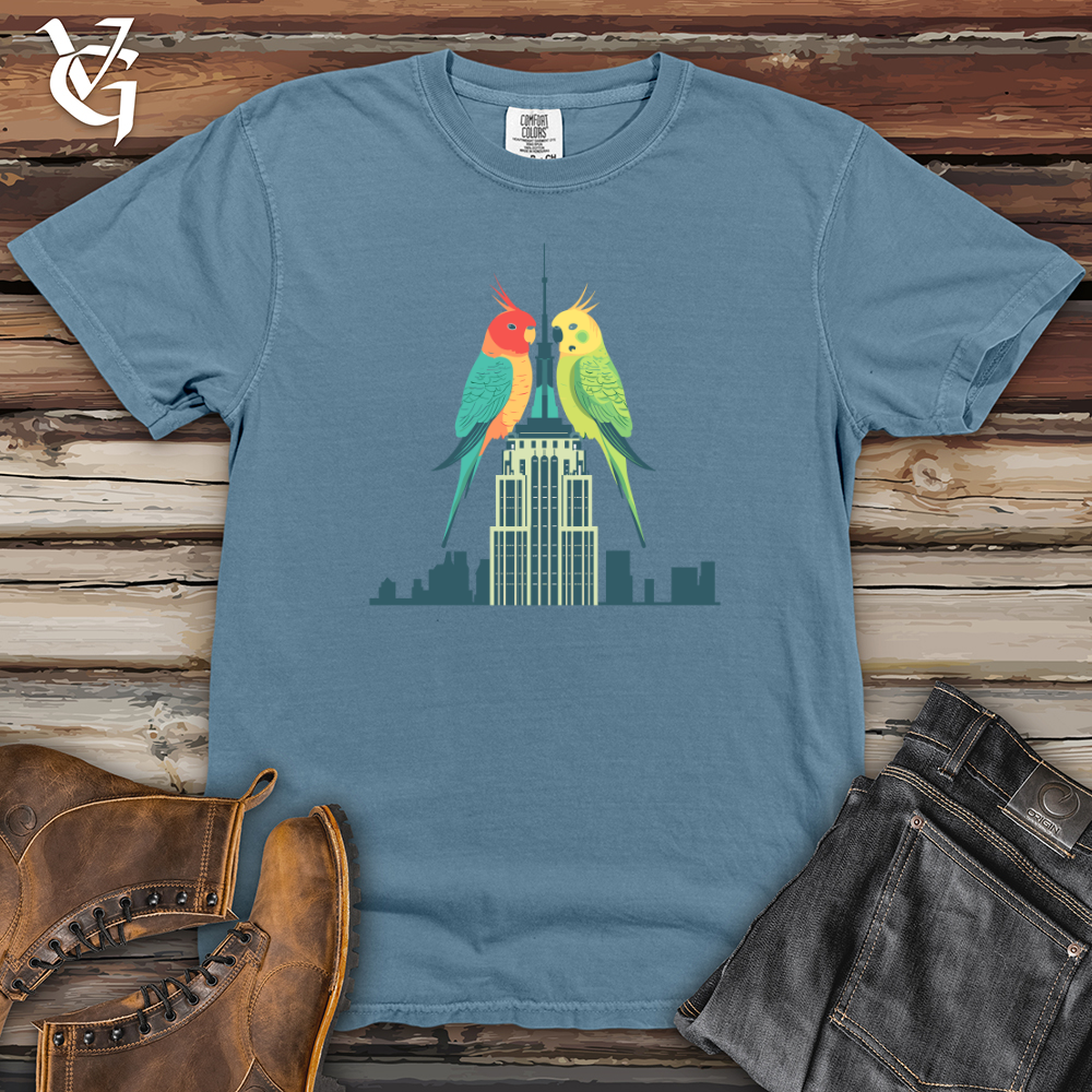 Viking Goods Parakeet Skyscraper Perch Heavy Cotton Comfort Colors Tee Blue Jean / L