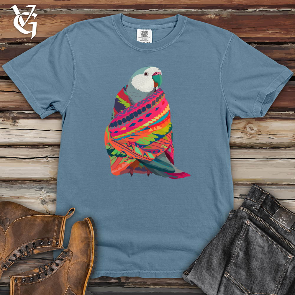 Viking Goods Parrot Patterned Wrap Heavy Cotton Comfort Colors Tee Blue Jean / L