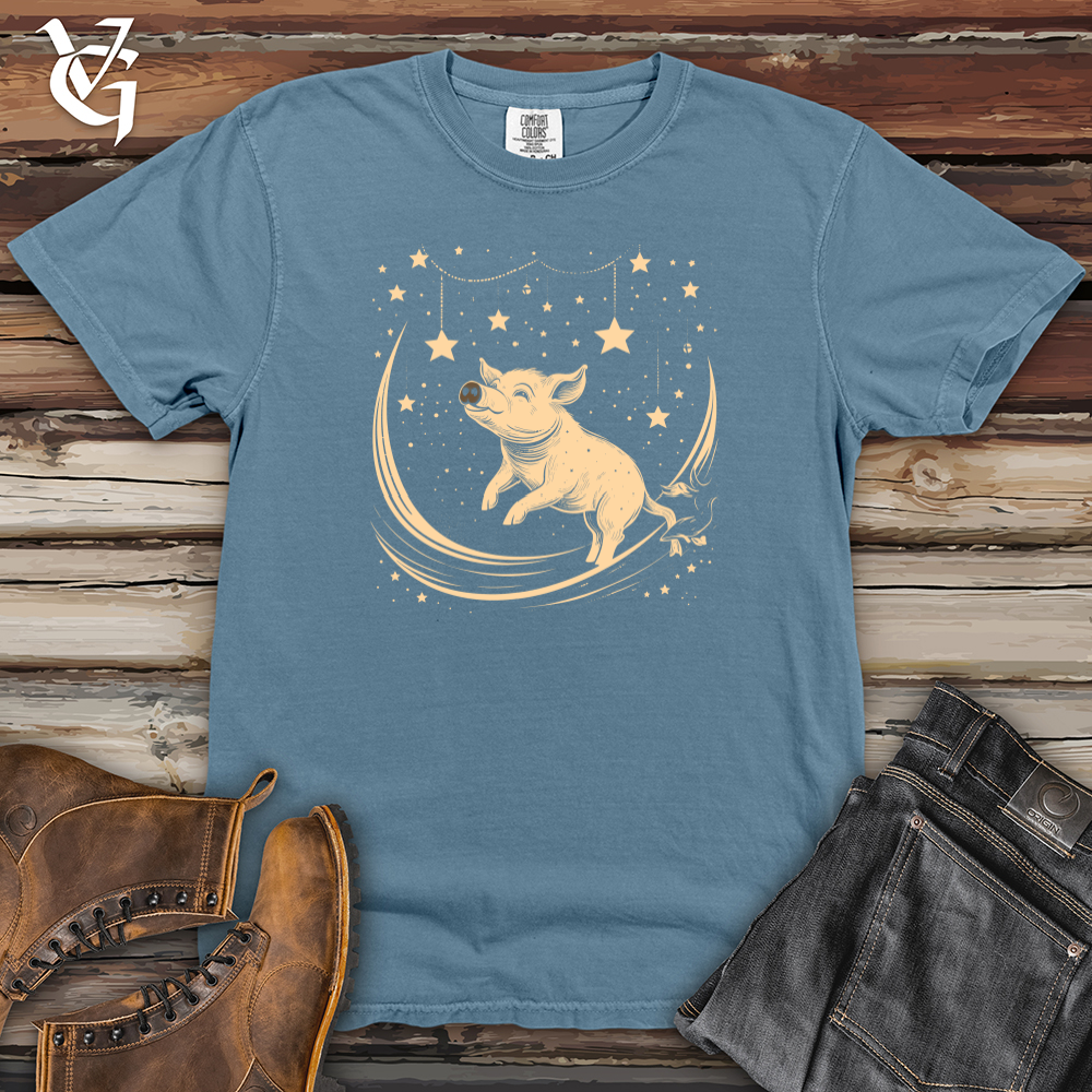 Viking Goods Pig Celestial Dreams Heavy Cotton Comfort Colors Tee Blue Jean / L
