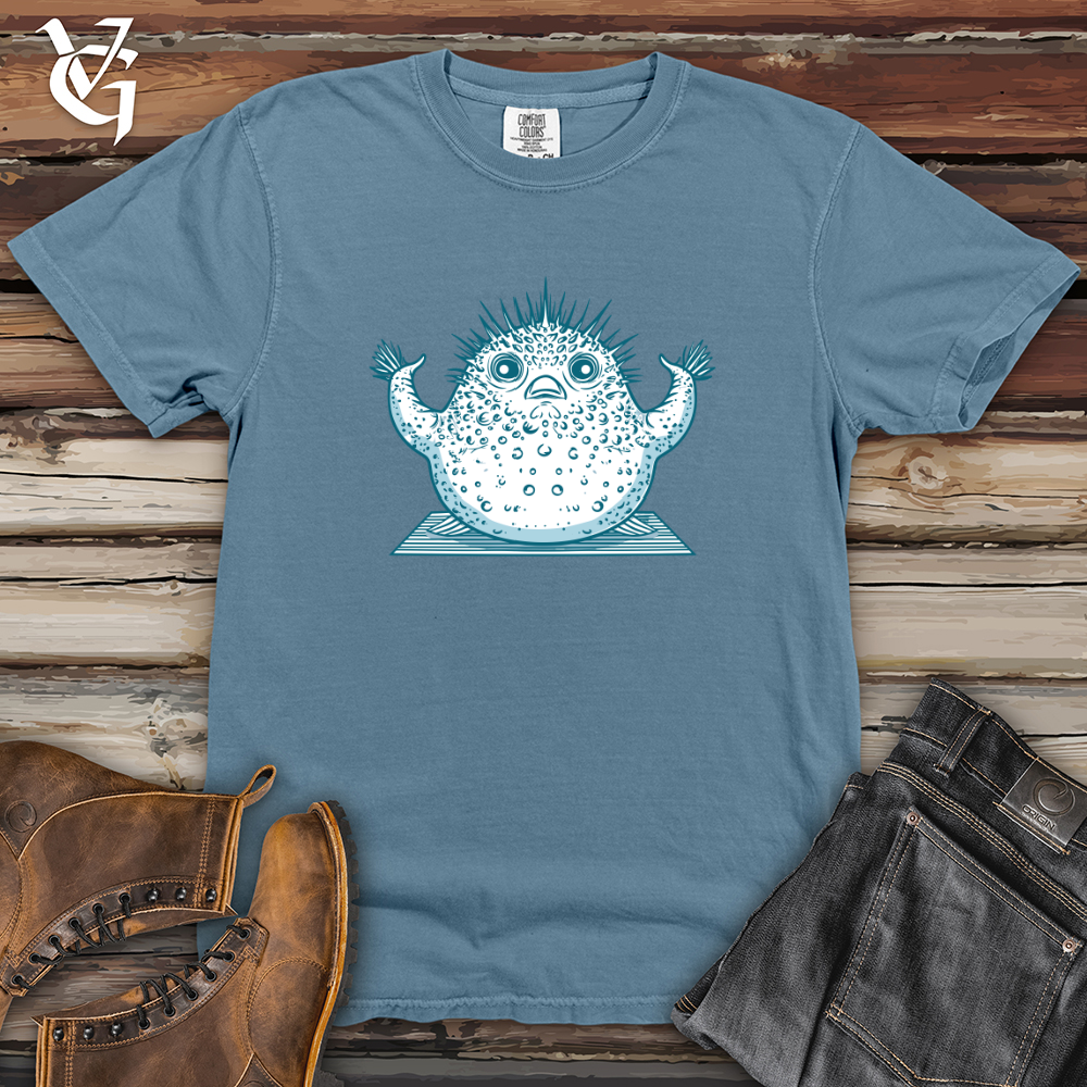 Viking Goods Pufferfish Yoga Pose Heavy Cotton Comfort Colors Tee Blue Jean / L