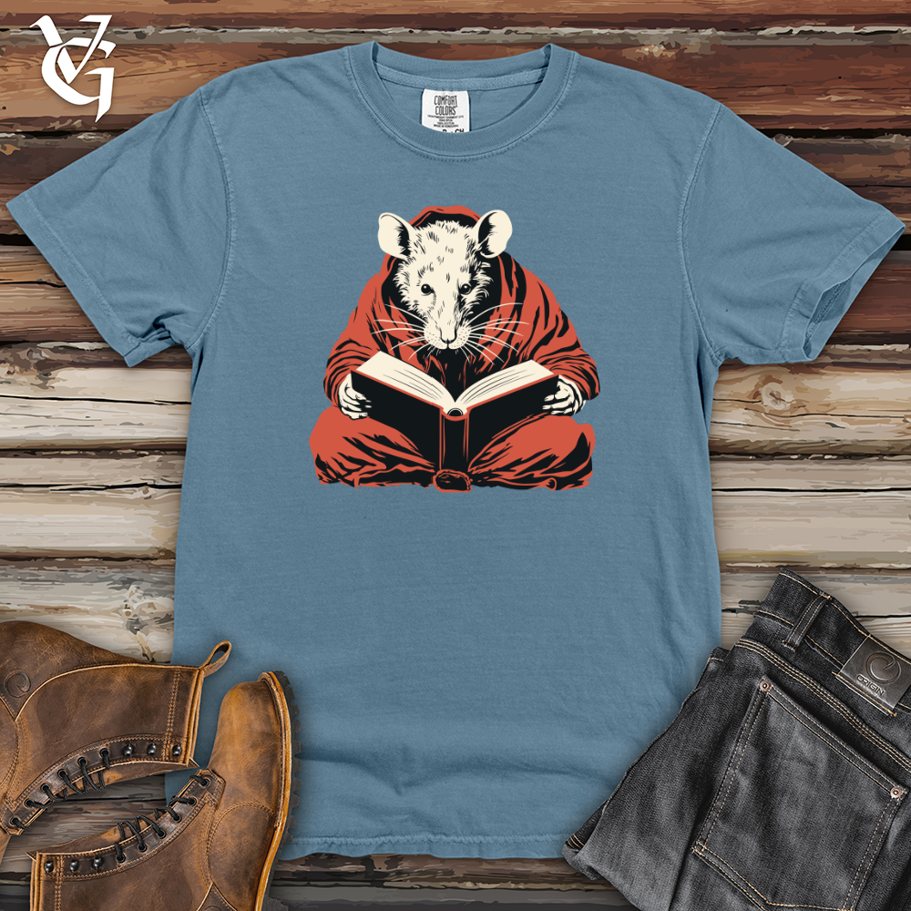 Viking Goods Rat Reading Book Heavy Cotton Comfort Colors Tee Blue Jean / L