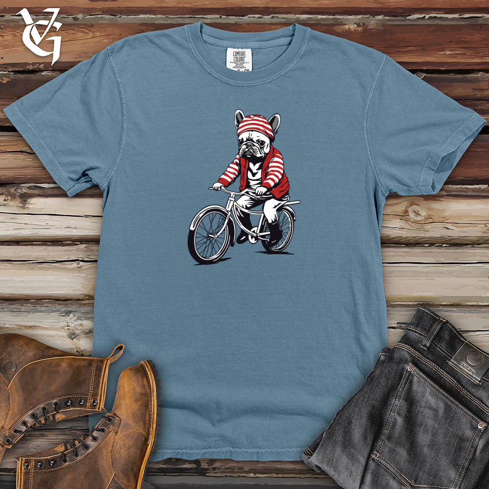 Viking Goods Retro Bicycle Riding Frenchie Heavy Cotton Comfort Colors Tee Blue Jean / L