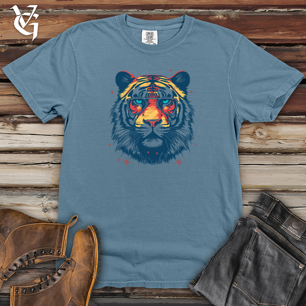 Viking Goods Retro Cosmic Shades Tiger Heavy Cotton Comfort Colors Tee Blue Jean / L