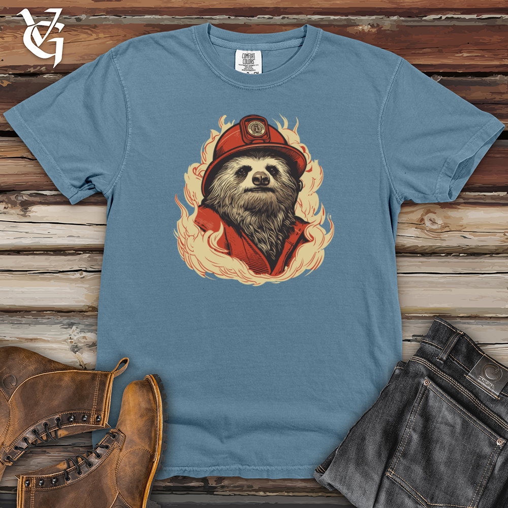 Viking Goods Retro Fire Sloth Heavy Cotton Comfort Colors Tee Blue Jean / L