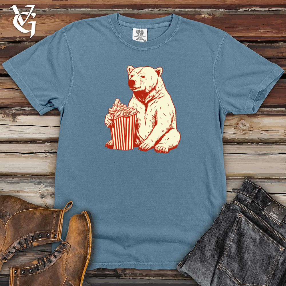 Viking Goods Retro Fry Loving Bear 01 Heavy Cotton Comfort Colors Tee Blue Jean / L