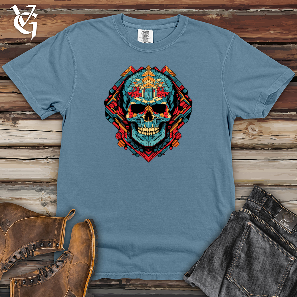 Viking Goods Retro Geometric Skullscape Heavy Cotton Comfort Colors Tee Blue Jean / L