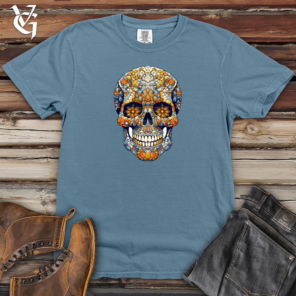 Viking Goods Retro Mosaic Skull Heavy Cotton Comfort Colors Tee Blue Jean / L
