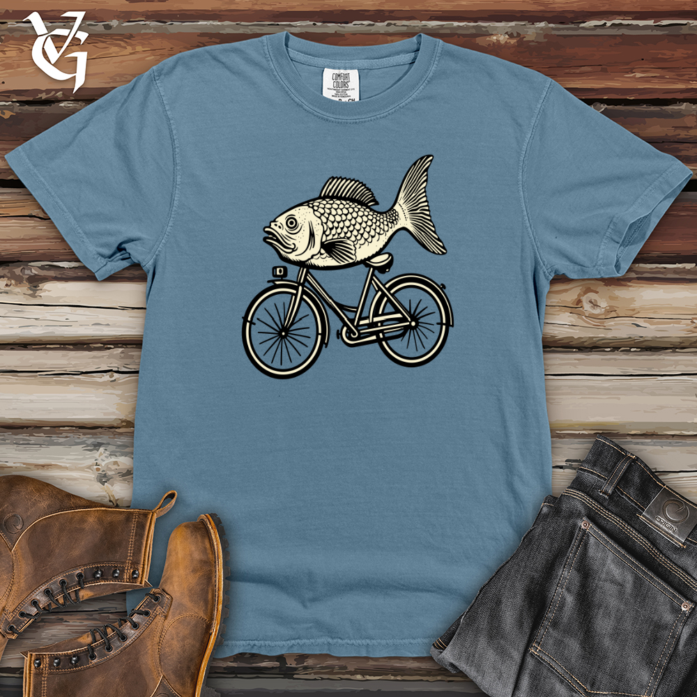 Viking Goods Retro Riding Fish Heavy Cotton Comfort Colors Tee Blue Jean / L