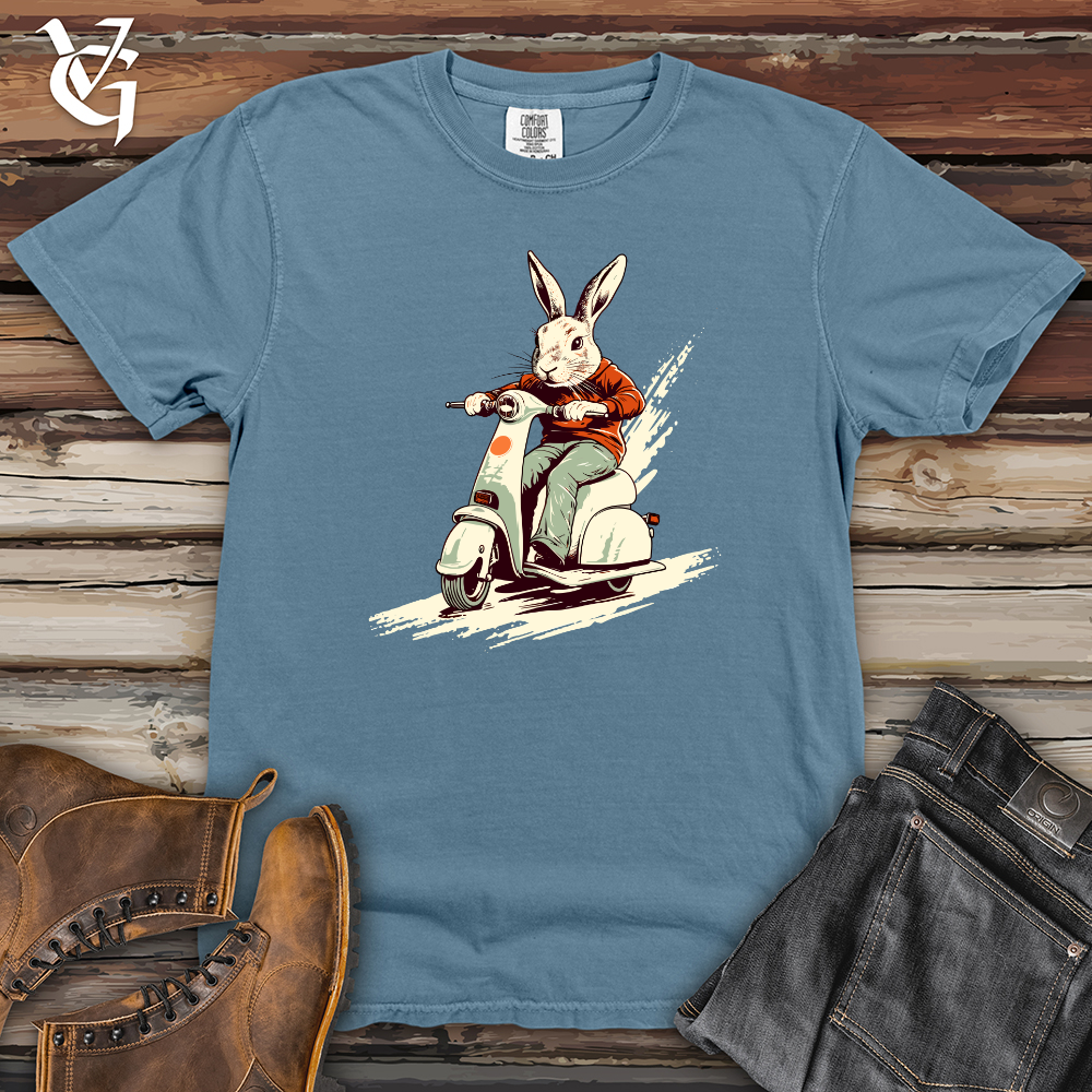 Viking Goods Retro Scooting Rabbit Heavy Cotton Comfort Colors Tee Blue Jean / L