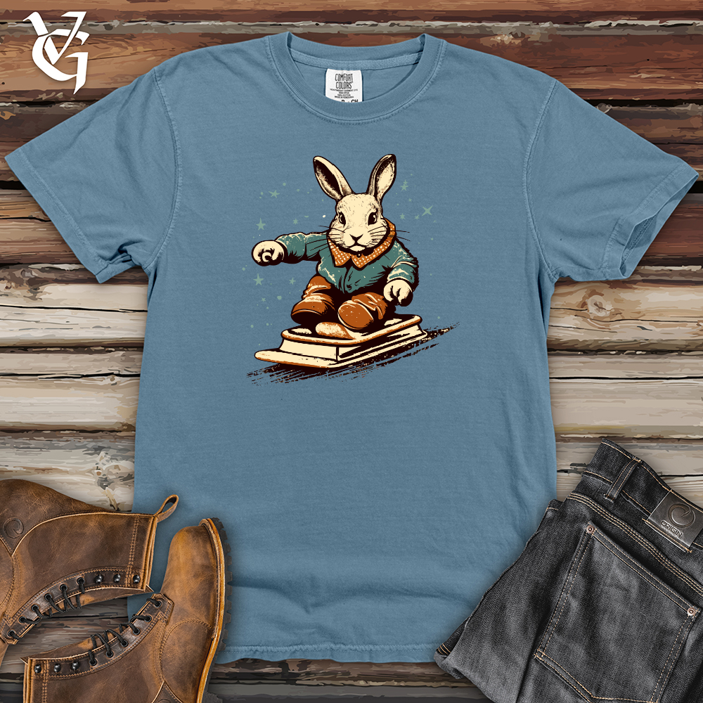 Viking Goods Retro Sliding Rabbit Heavy Cotton Comfort Colors Tee Blue Jean / L