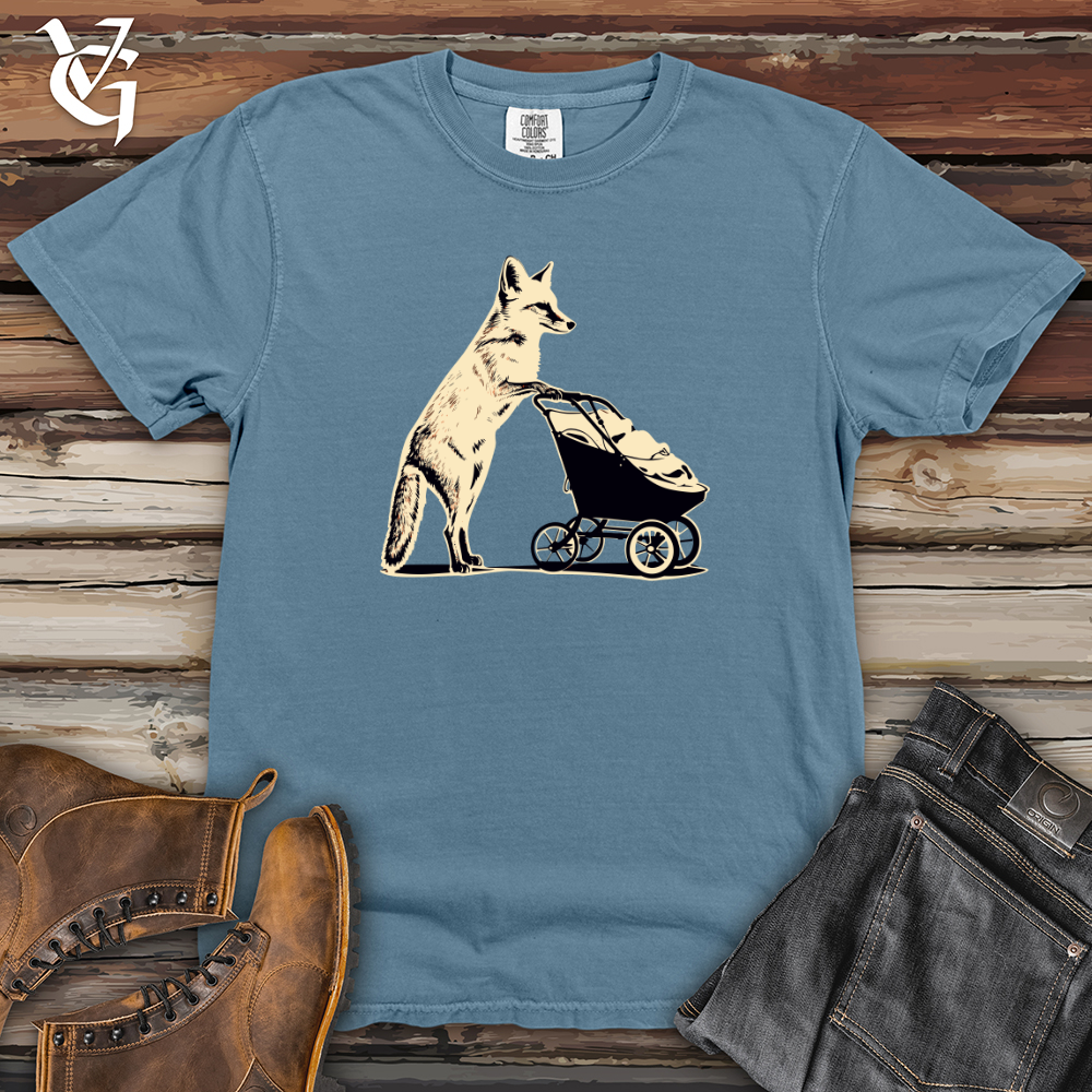 Viking Goods Retro Strolling Fox Heavy Cotton Comfort Colors Tee Blue Jean / L