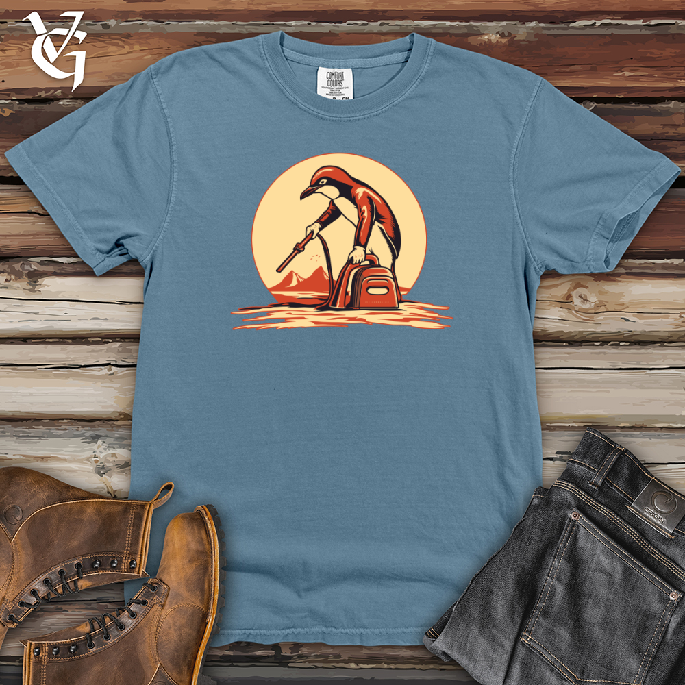Viking Goods Retro Vacuuming Penguin Heavy Cotton Comfort Colors Tee Blue Jean / L