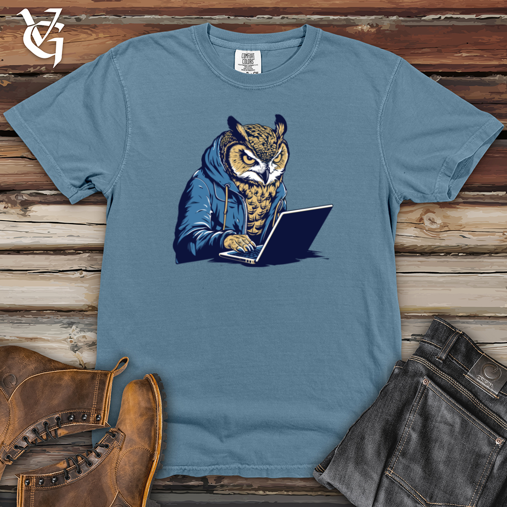 Viking Goods Retro Wise Tech Owl Heavy Cotton Comfort Colors Tee Blue Jean / L