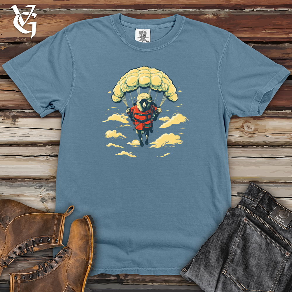 Viking Goods Sheep Skydive Parachute Adventure Heavy Cotton Comfort Colors Tee Blue Jean / L