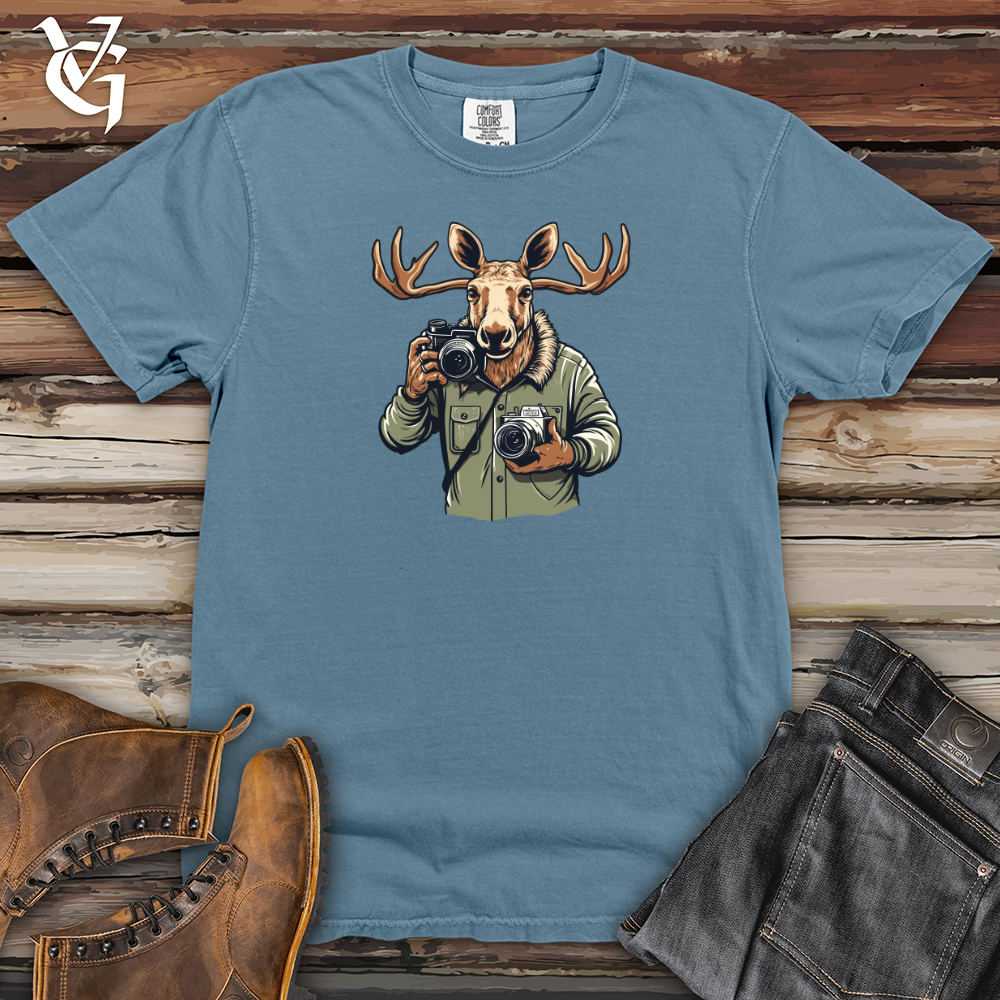 Viking Goods Shutterbug Moose Heavy Cotton Comfort Colors Tee Blue Jean / L
