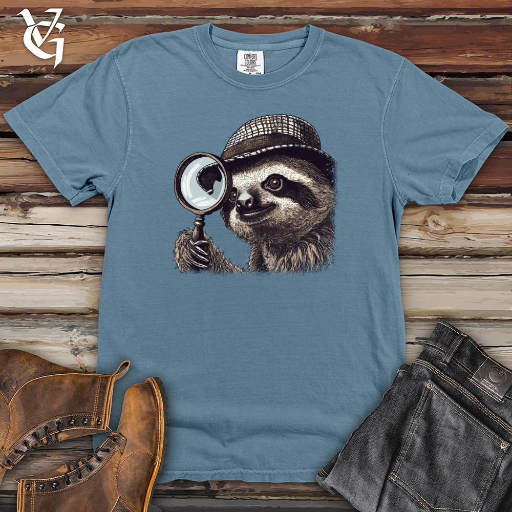 Viking Goods Sleuthful Sloth Detective Heavy Cotton Comfort Colors Tee Blue Jean / L