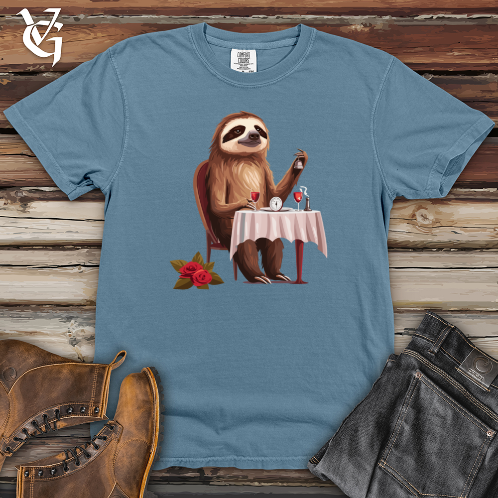 Viking Goods Sloth Fine Dining Heavy Cotton Comfort Colors Tee Blue Jean / L