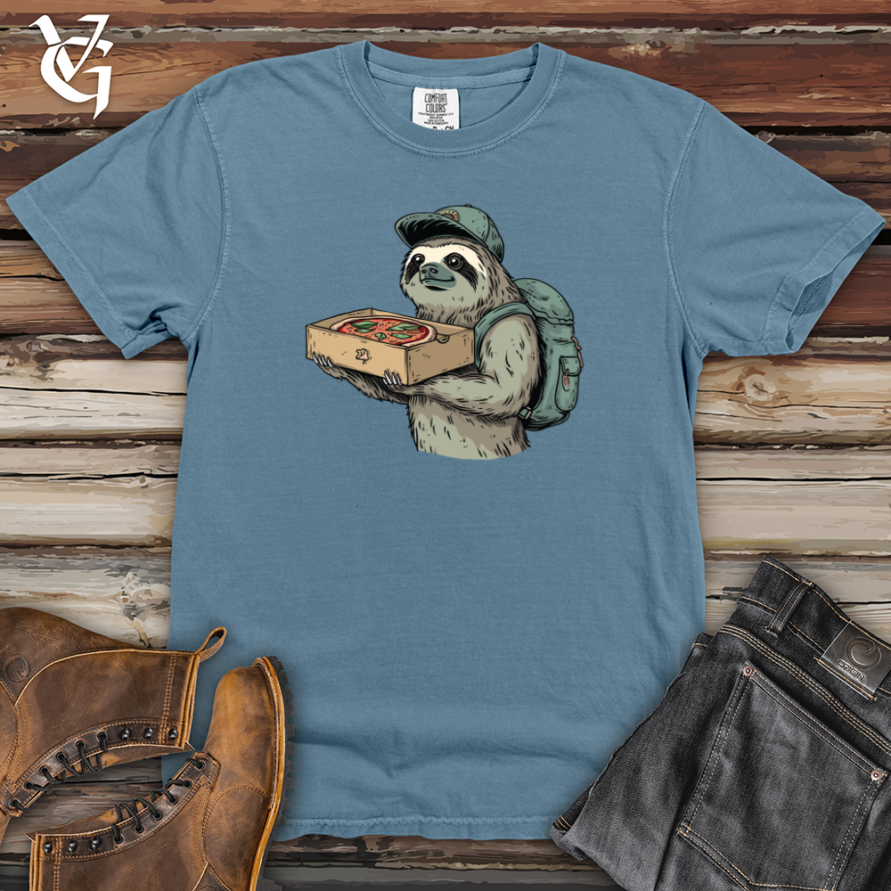 Viking Goods Sloth Pizza Delivery Heavy Cotton Comfort Colors Tee Blue Jean / L