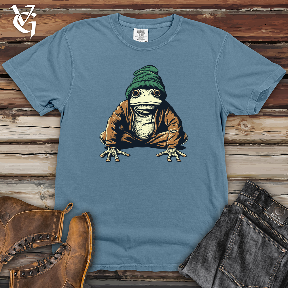 Viking Goods Slouchy Beanie Frog Heavy Cotton Comfort Colors Tee Blue Jean / L