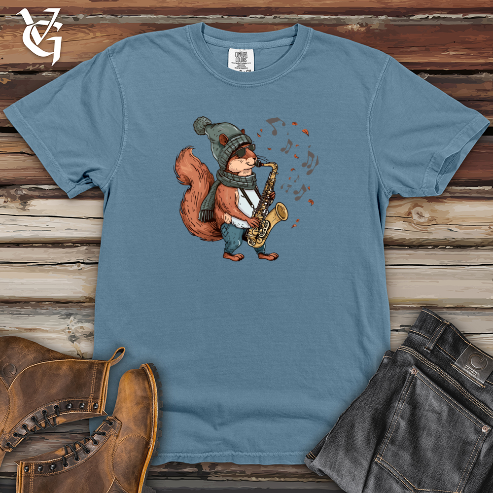 Viking Goods Squirrel Saxophone Solo Heavy Cotton Comfort Colors Tee Blue Jean / L